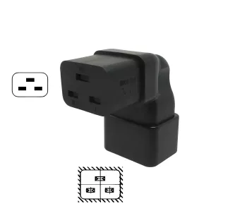 C19 naar C20 haakse netadapter, YL-3318L-2 IEC 60320-C19/20 haaks, onder/boven